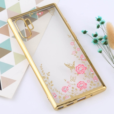 Capa Galaxy Note 10+ Plus Flores Dourado