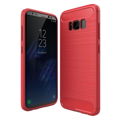 Capa Galaxy S8 Textura Fibra de Carbono Vermelho