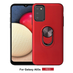 Capa de Celular Samsung A03s TPU com Anel de Suporte Vermelho