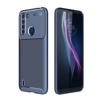 Capa Motorola One Fusion TPU Fibra de Carbono Azul