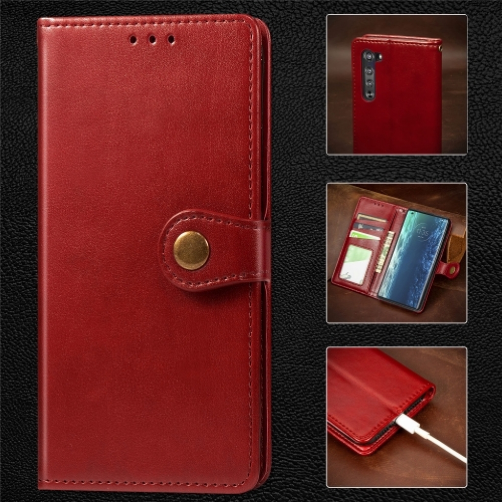 Capa de Celular de Couro para Motorola Edge Vermelho ️