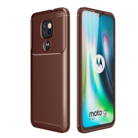 Capa Motorola Moto G9 Play TPU Fibra de Carbono Marrom