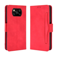 Capa de Couro para Xiaomi Poco X3 NFC/PRO Vermelho