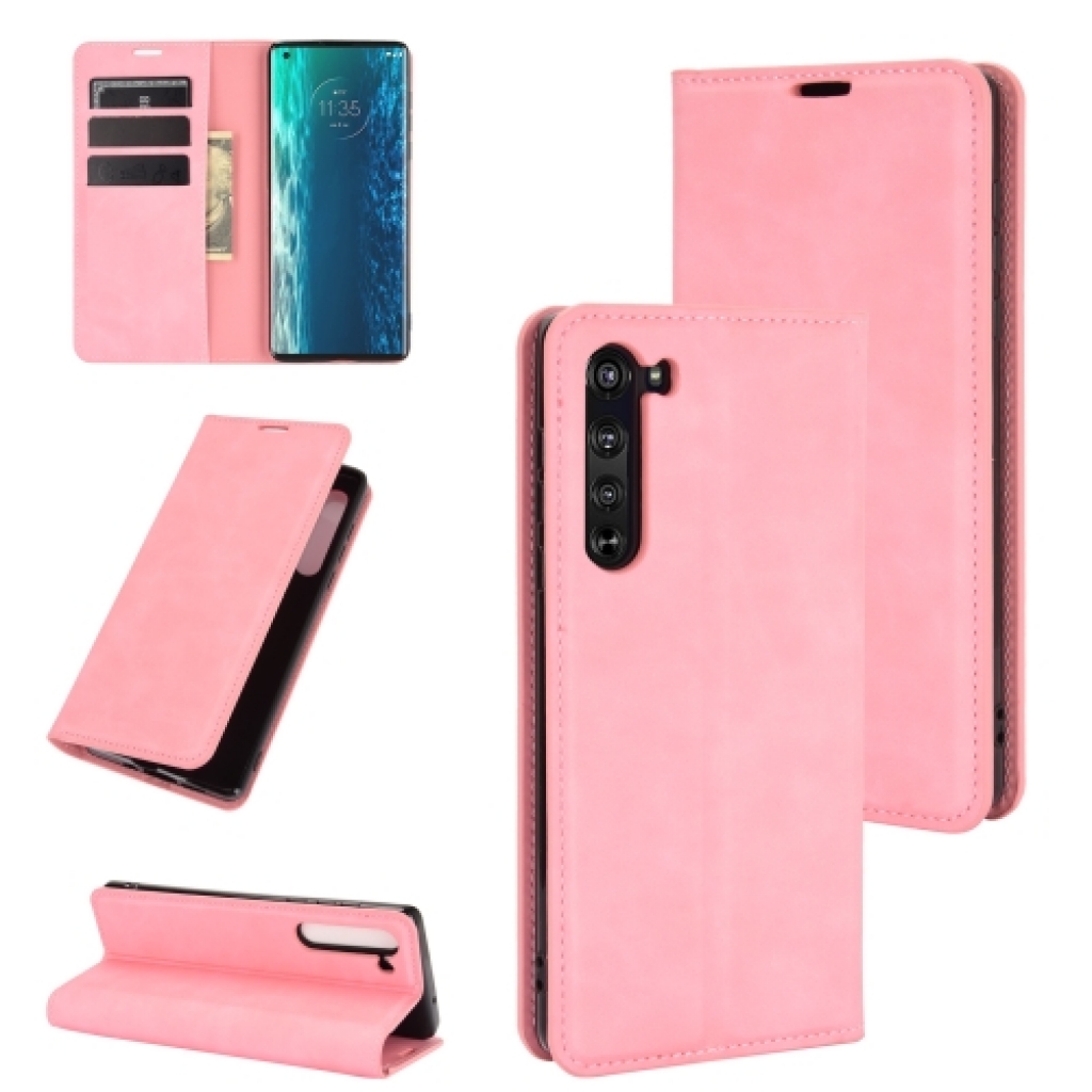 Capa de Celular Motorola Edge Flip Couro Rosa ️