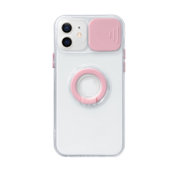 Capinha de Celular iPhone 13 PRO com Protetor de Câmera e Suporte Rosa