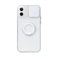 Capinha de Celular Transparente para iPhone 13 com Protetor de Câmera Branco