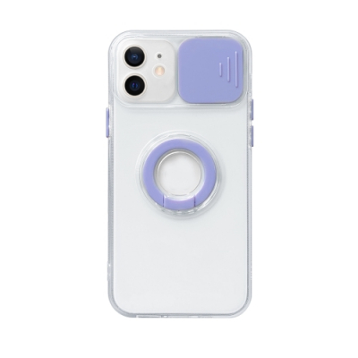 Capa Transparente para iPhone 13 com Protetor de Câmera Roxo