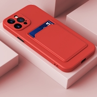 Capa Iphone 14 TPU Porta Cartão Vermelho