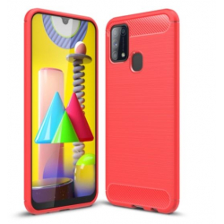 Capa Samsung Galaxy M31 TPU Fibra de Carbono Vermelho