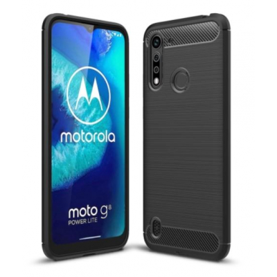 Capa Motorola Moto G8 Power Lite TPU Fibra de Carbono Preto