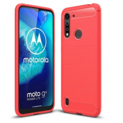 Capa Motorola Moto G8 Power Lite TPU Fibra de Carbono Vermelho
