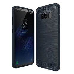Capa Samsung S8 Plus Textura Fibra de Carbono Azul Escuro